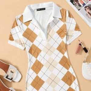 SHEIN Qutie Argyle Print Bodycon Dress